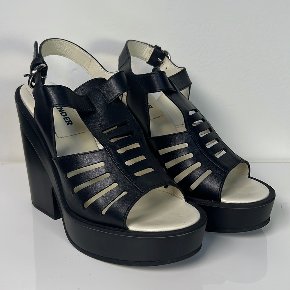 Jil Sander Navy Black Platform Wedge Heels Size 39